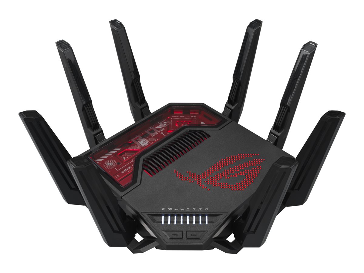 ASUS ROG Rapture GT-BE19000 WLAN-Router Wi-Fi 7 Tri-Band 19.000 Mbit/s Schwarz, Rot