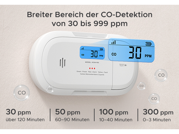 X-Sense XC04-WX Kohlenmonoxid-Melder Wi-Fi Kabellos Weiß