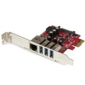 StarTech.com 3 Port PCI Express USB3.0 Karte mit Gigabit Ethernet - Netzwerk-...