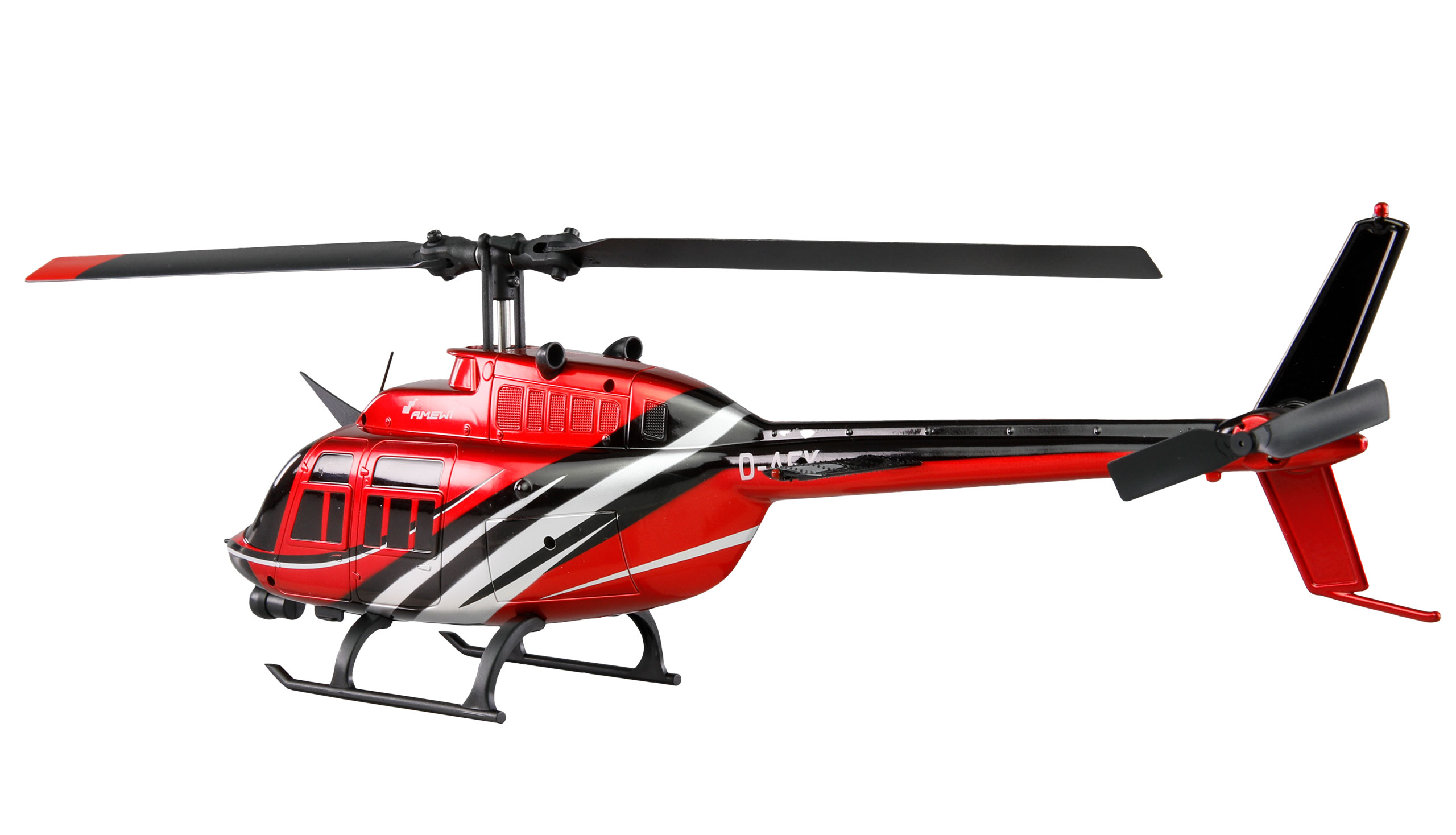 Amewi Bell 206 Jet Ranger 6-Kanal 6G RTF Modellhubschrauber Schwarz, Rot