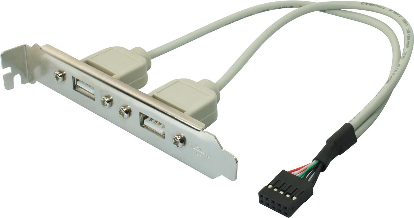 S/CONN maximum connectivity USB 2.0 Bracket, 2 x USB A- Buchse auf 10 pol Stecker für Motherboards (75620)
