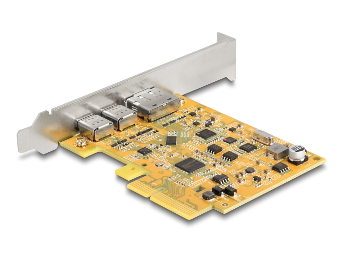 Delock USB-Adapter PCIe 3.0 x4 mit 2x USB 3.2 Gen 2 USB-C und DisplayPort Low-Profile