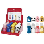 FABER-CASTELL Radierer-Spitzer-Kombi Faces, im Display Einfachspitzdose für Blei- und Farbstifte, geeignet für alle - 12 Stück (583513)