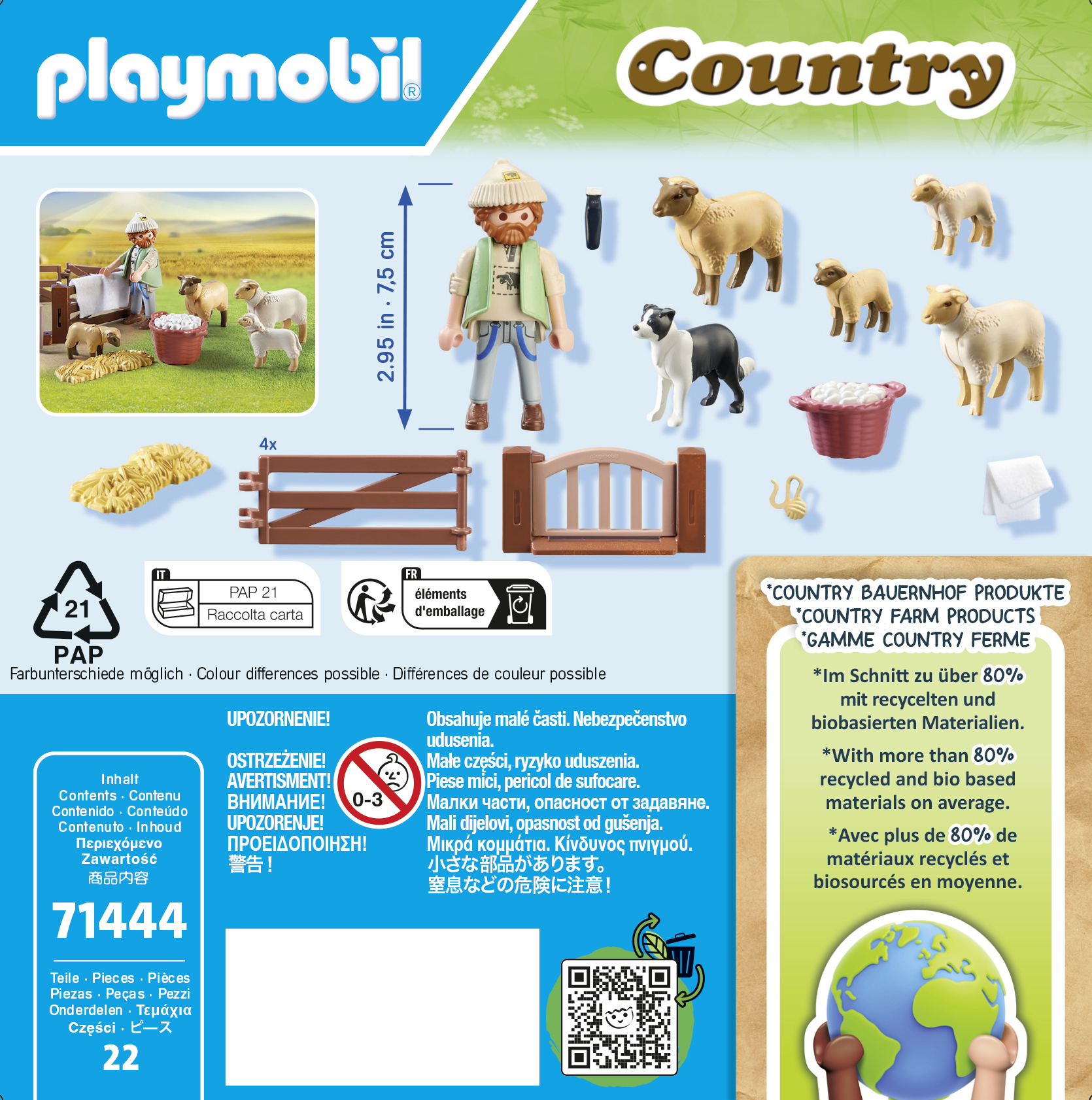 PLAYMOBIL Country 71444 Junger Schäfer mit Schafen Mehrfarbig