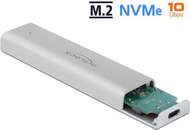 DELOCK - Speichergehäuse - M.2 NVMe Card - 10GBps - USB 3,2 (Gen 2) - Silber (42634)