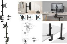 LogiLink Monitorhalterung, Armlänge: 65 mm, schwarz mit Klemme, für Monitore von 43,18 (BP0222)