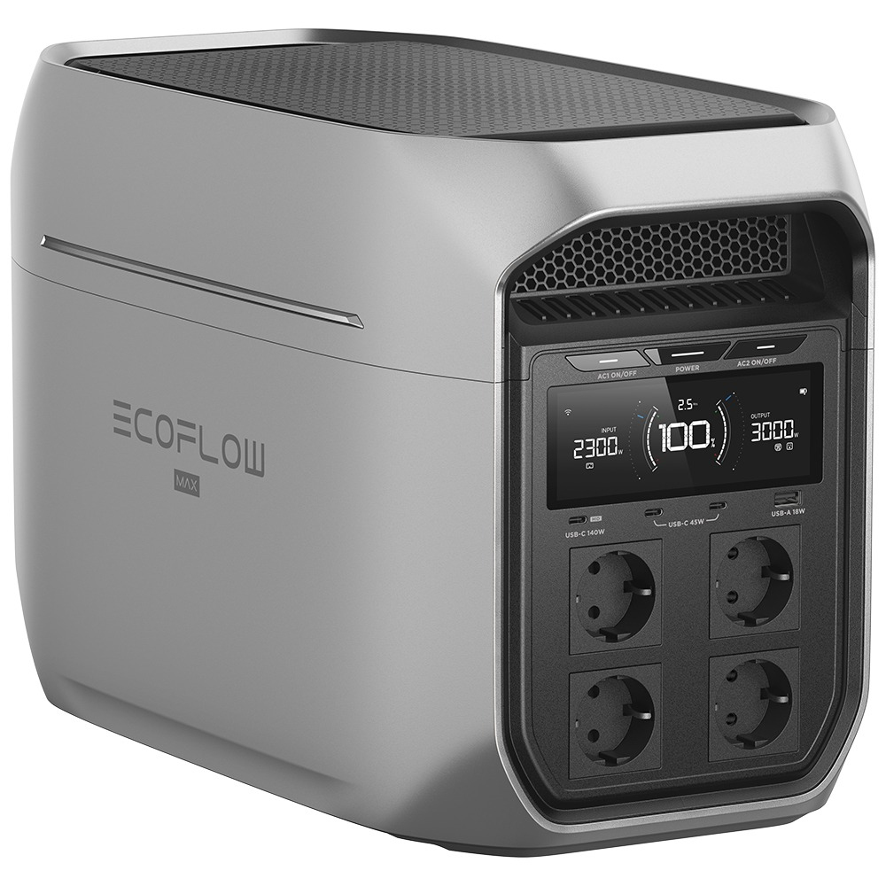 EcoFlow DELTA 3 Max Plus Tragbare Power Station 2048 Wh 2300 W Schwarz, Grau