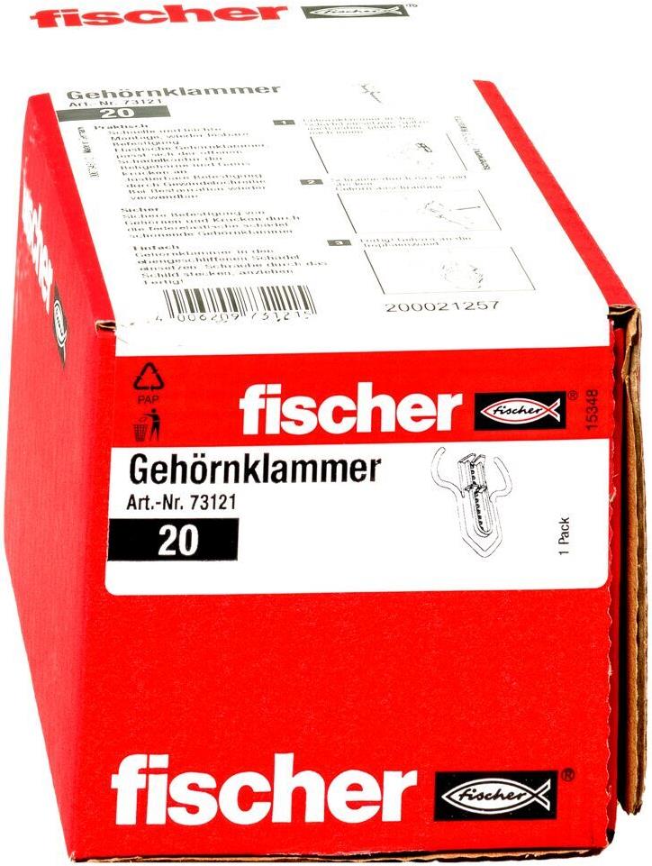 Fischer Gehörnklammer Montage-Kit 73121, 20 Stück, Grau