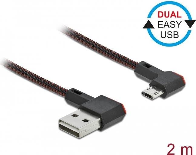 DeLOCK USB2 Kabel A-MicroB gewinkelt - 2m USB Kabel USB 2.0 USB A Micro-USB B Schwarz (85273)