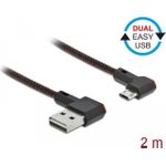 DeLOCK USB2 Kabel A-MicroB gewinkelt - 2m USB Kabel USB 2.0 USB A Micro-USB B Schwarz (85273)