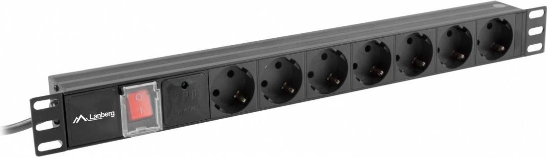 Lanberg PDU Steckdosenleiste 19" 1U7x Schuko 2m schwarz (PDU-07F-0200-BK)