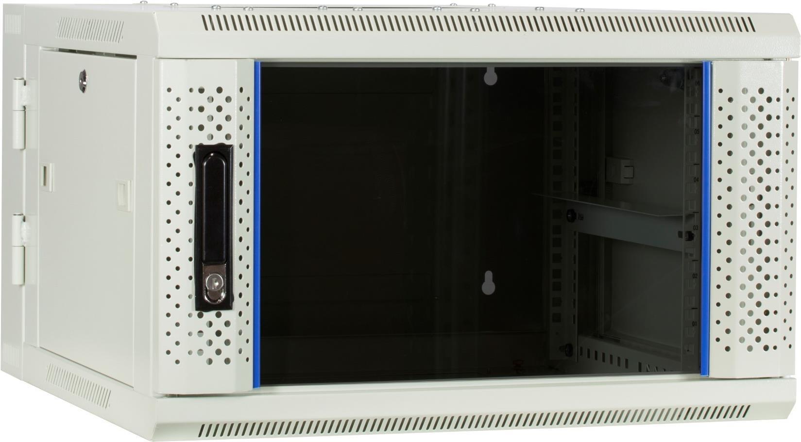 DSIT 6 HE Serverschrank, wendbares Wandgehäuse mit Glastür, Weiß (BxTxH) 600 x 600 x 368mm (DS6606W-DOUBLE)