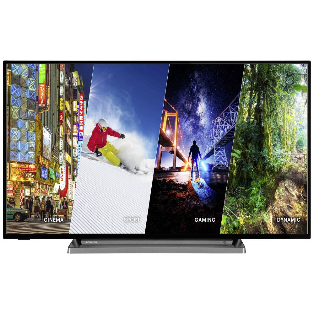 Toshiba 43LK3C63DA - Bildschirmdiagonale: 109,2 cm (43 Zoll), Display-Auflösung: 1920 x 1080 Pixel, HD-Typ: Full HD, Bildschirmform: Flach. Smart-TV. Helligkeit: 300 cd/m², Natives Seitenverhältnis: 16:9. Digitales Signalformatsystem: DVB-C, DVB-S2, DVB-T2. WLAN, Eingebauter Ethernet-Anschluss. Produktfarbe: Schwarz [Energieklasse E] (43LK3C63DA)