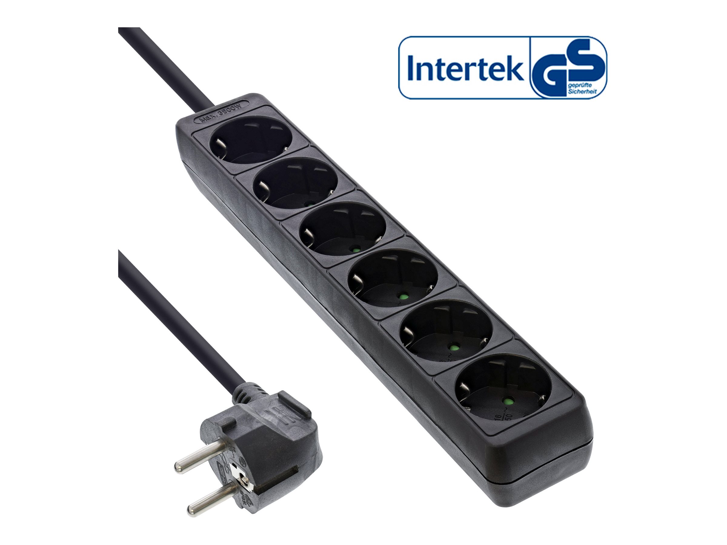 InLine Steckdosenleiste 6-fach Schutzkontakt 1,5m Schwarz