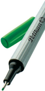PELIKAN Fineliner 96, Strichstärke: 0,4 mm, grün Schaftfarbe: silber - Kappe und Endstück in Strichf