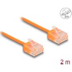 Delock RJ45 Netzwerkkabel Cat.6 UTP Ultra Slim 2 m orange mit kurzen Steckern (80856)
