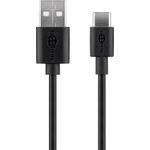 Goobay USB Type-C™ Dual Ladeset 2,4 A, Schwarz, 1 m - Netzteil mit 2x USB-Buchse und USB Type-C™ Kabel (44986)