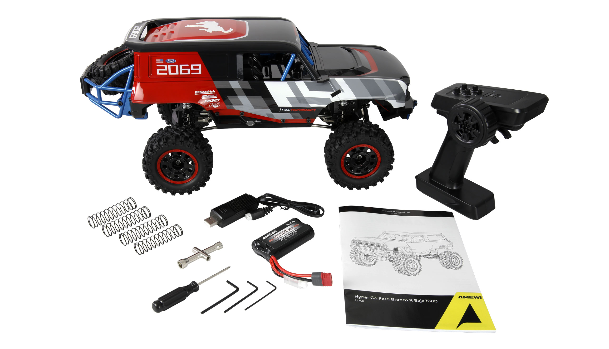 Amewi Hyper GO Ford Bronco Baja 1000 Scale Crawler 1:12 RTR 4WD Brushless Mehrfarbig