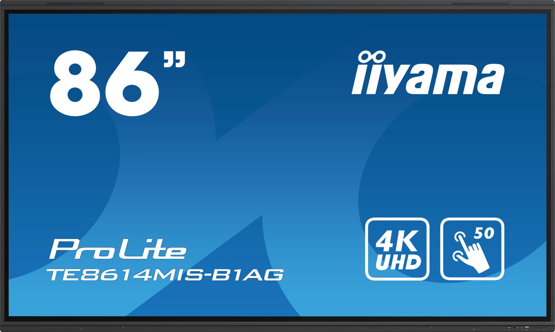 iiyama TE8614MIS-B1AG Signage-Display Interaktiver Flachbildschirm 2,17 m (85.6" ) LCD WLAN 435 cd/m² 4K Ultra HD Schwarz Touchscreen Eingebauter Prozessor Android 24/7 (TE8614MIS-B1AG)