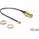 Delock Antennenkabel SMA Buchse zum Einbau zu I-PEX Inc., MHF® I Stecker 1.13 10 cm Gewindelänge 10 mm (67413)