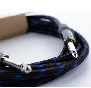 Cordial 14770 Klinke Audio Anschlusskabel 6.3 mm Mono / 6.3 mm Mono 5 m Schwarz, Blau Textil-Mantel