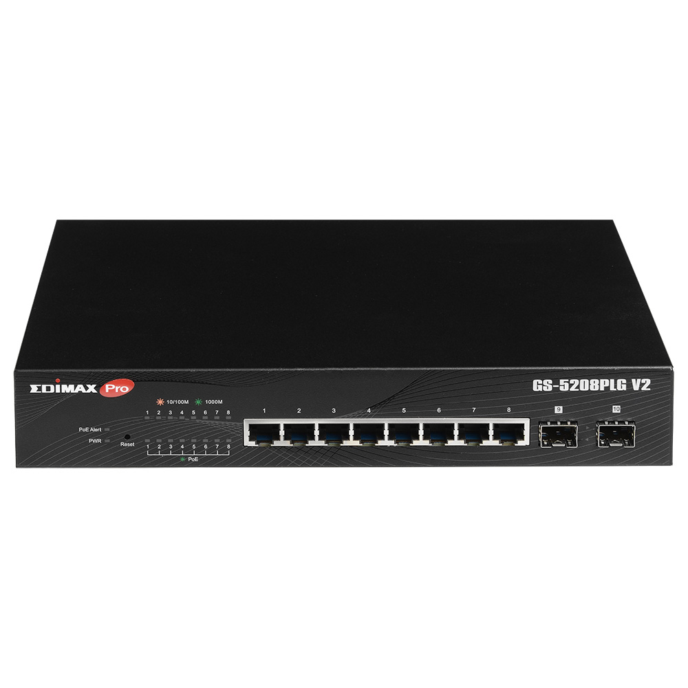 Edimax Pro GS-5208PLG V2 Managed Switch 8 Ports Gigabit PoE+ Schwarz