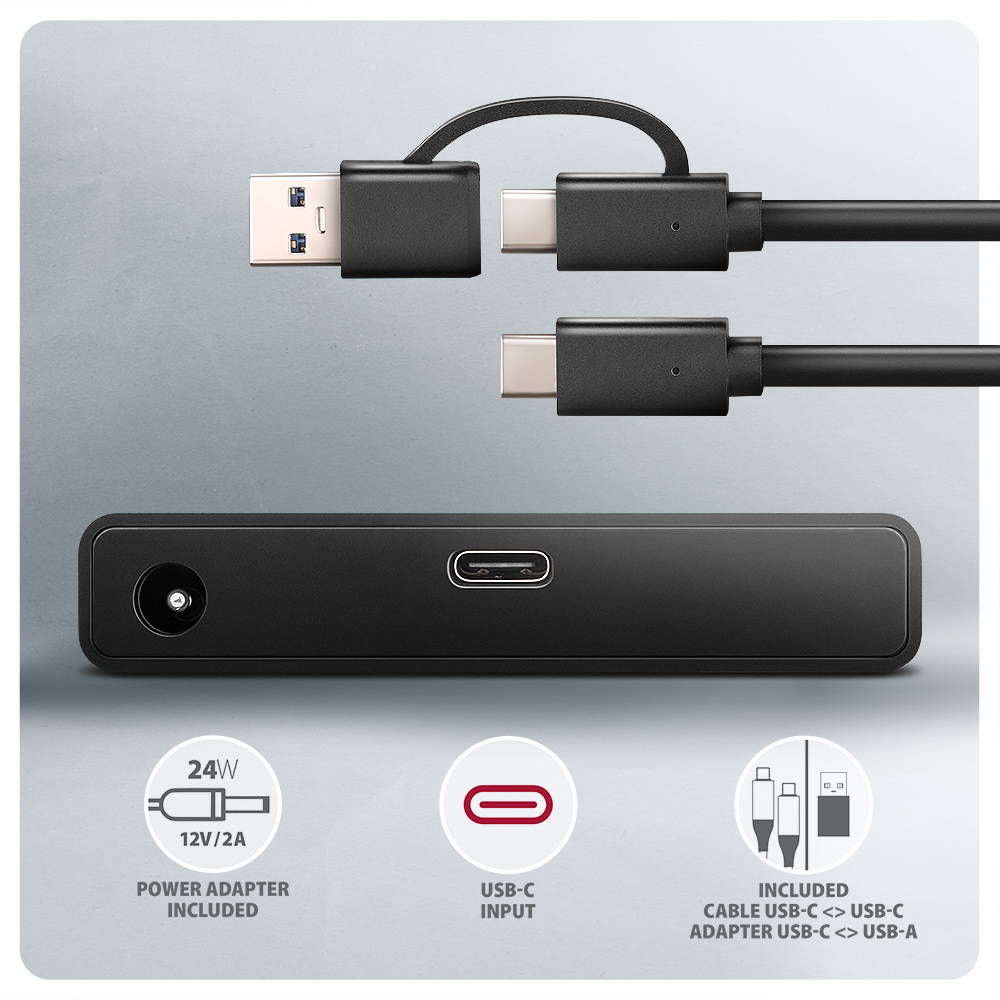 AXAGON ADSA-FPX SATA auf USB-C Adapter für 2,5"/3,5" SSD/HDD Schwarz