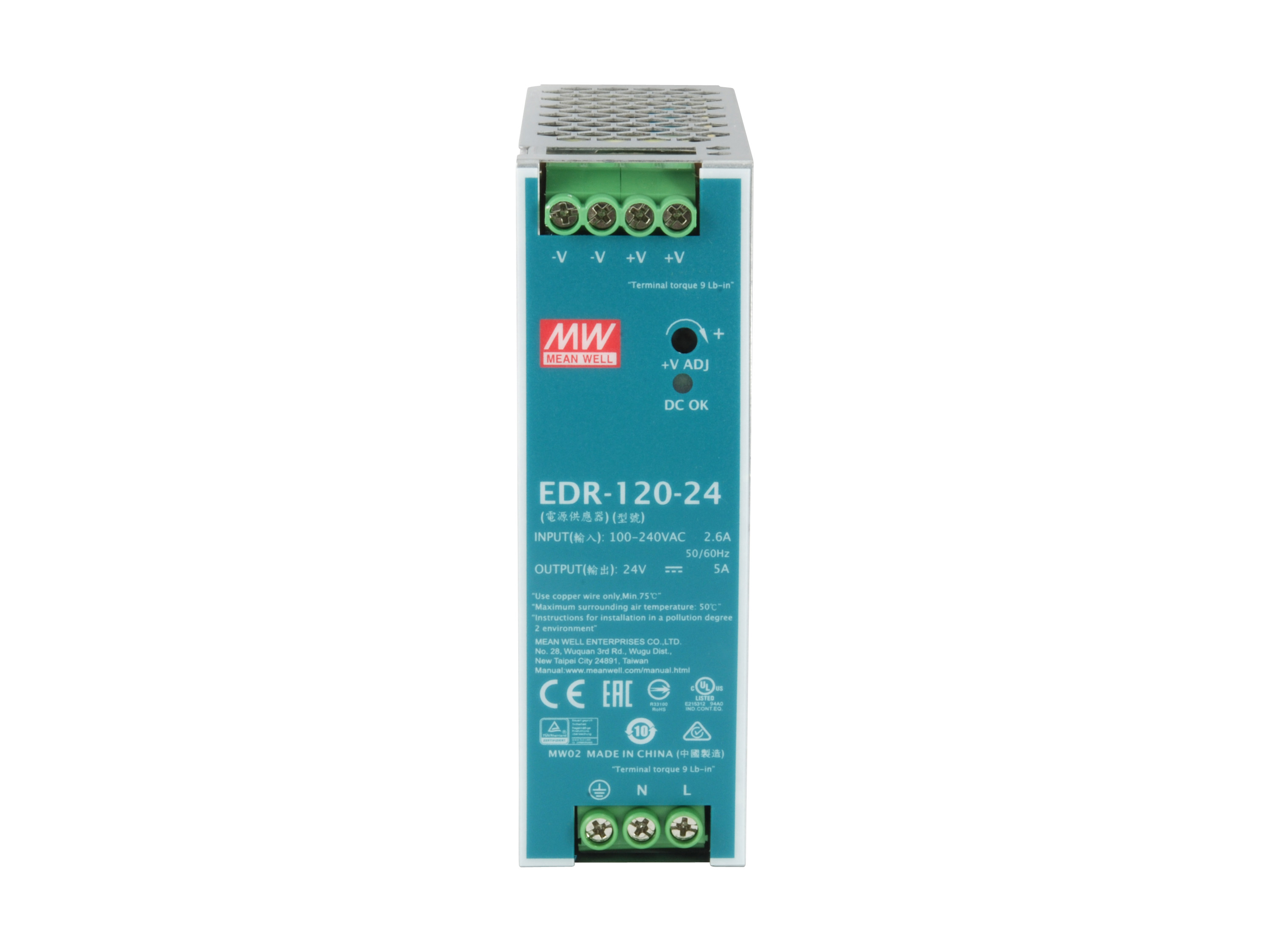 LevelOne POW-2441 Netzteil 120 W 24 V DIN-Schienenmontage Mintfarbe, Silber