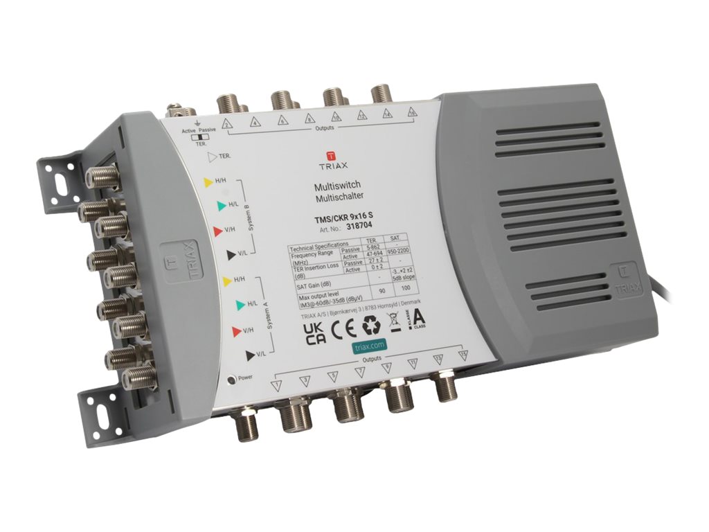 Triax TMS/CKR 9x16 S Multiswitch 9 Eingänge 16 Ausgänge Grau