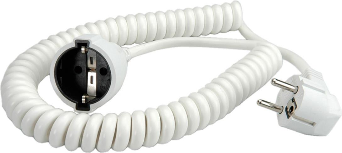 BACHMANN Wendelleitung 0,5m-2m weiss H05VV-F 3G1,5mm² CEE7/7 (BM0010720)