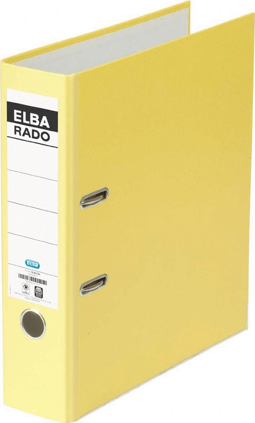 HAMELIN ELBA Ordner rado brillant, Rückenbreite: 80 mm, gelb DIN A4, Einband außen / innen aus Acryl