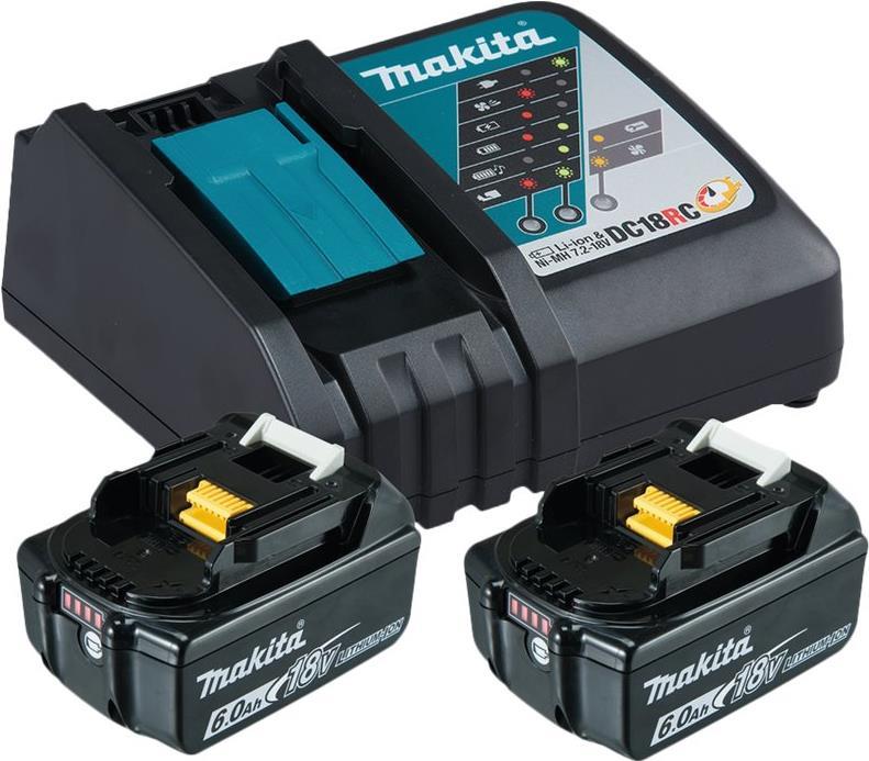Makita DC18RC Batterieladegerät + Batterie 2 x (199480-6)
