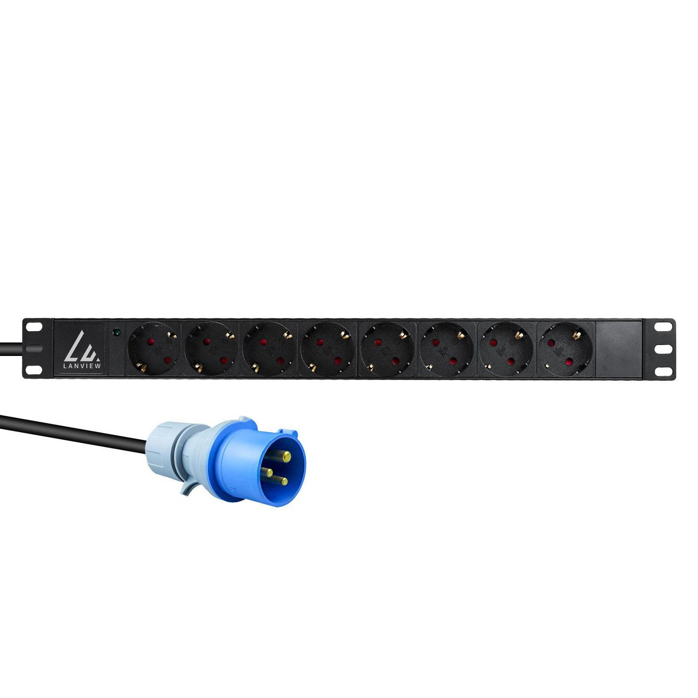 Lanview LVR-3MIEC-LIC-SCH8 PDU 1U 8x Typ F IEC 60309 16A 230V Schwarz