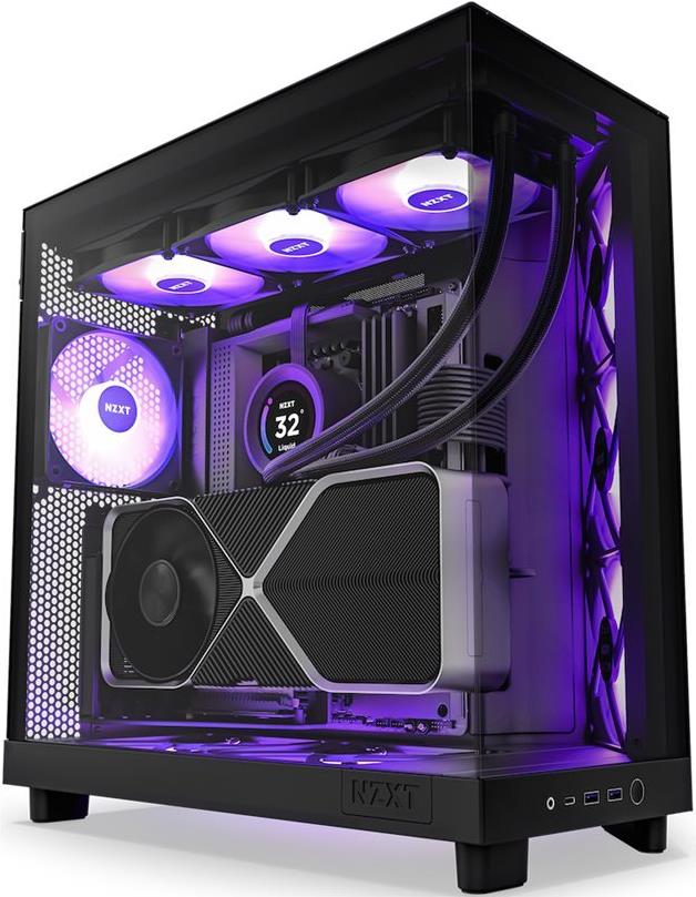 NZXT H6 Flow RGB Midi-Tower PC-Gehäuse Schwarz ATX/microATX/Mini-ITX RGB-Lüfter (CC-H61FB-R1)
