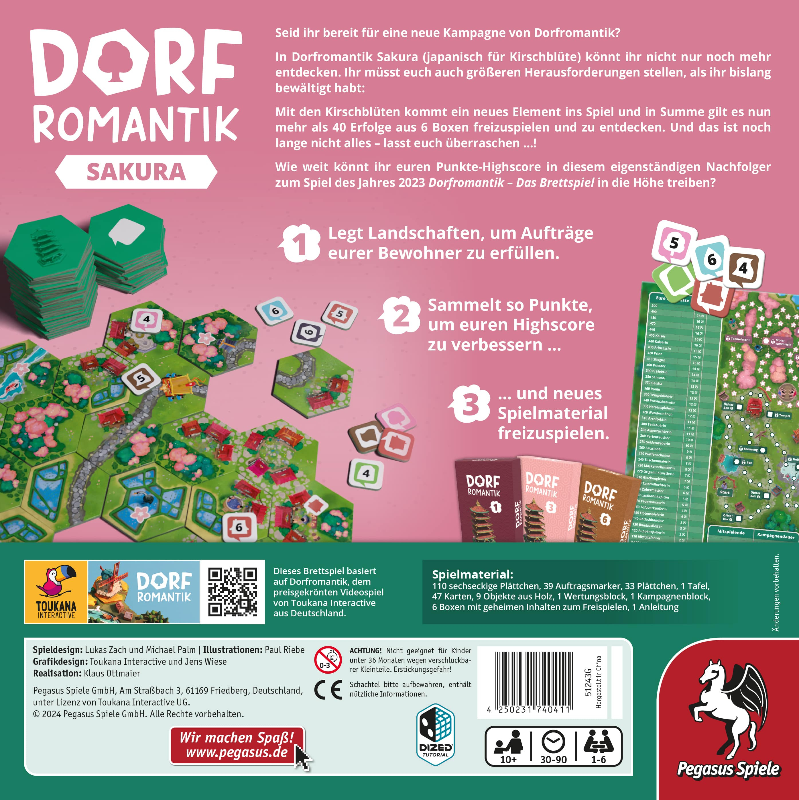 Pegasus Spiele Dorfromantik – Sakura Familienspiel 1–6 Spieler