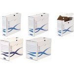 Fellowes BANKERS BOX Basic Archiv-Schachtel, blau, (B)150 mm aus 100% recyceltem Karton, FSC-zertifiziert, - 25 Stück (4460301) (geöffnet)