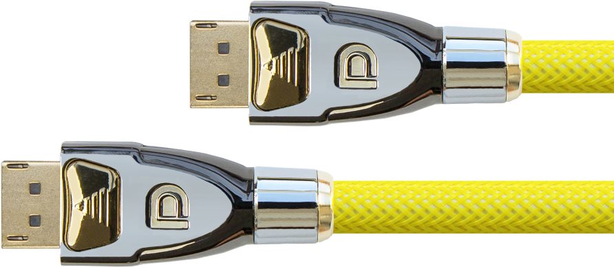 Anschlusskabel DisplayPort 1.2, 4K2K / UHD, Stecker inkl. Verriegelungsschutz, vergoldet, OFC, Nylongeflecht gelb, 1m, PYTHON® Series (GC-M0075)