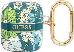 GUESS Cover Flower Strap Green, für AirPods 1 & 2, GUA2HHFLN (GUA2HHFLN)