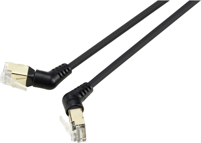 Renkforce RF-6071554 RJ45 Netzwerkkabel, Patchkabel CAT 8.2 S/FTP 1.00 m Schwarz Steckkontakte 360° drehbar, Gewinkelter Kabelabgang 1 St. (RF-6071554)