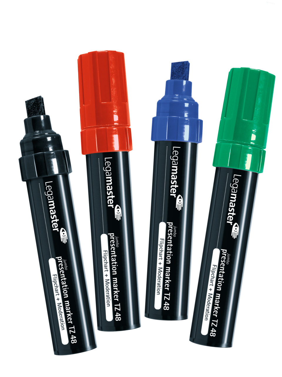 Legamaster TZ 48 JUMBO Präsentationsmarker 4 Stück Schwarz Blau Grün Rot