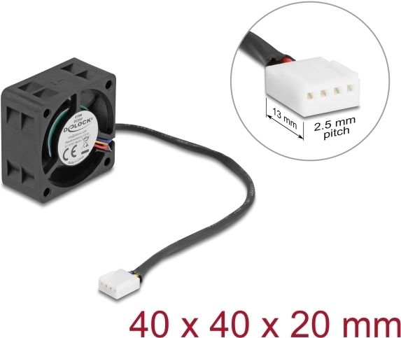 Delock Axiallüfter 24 V DC 40 x 40 20 mm schwarz (67299)