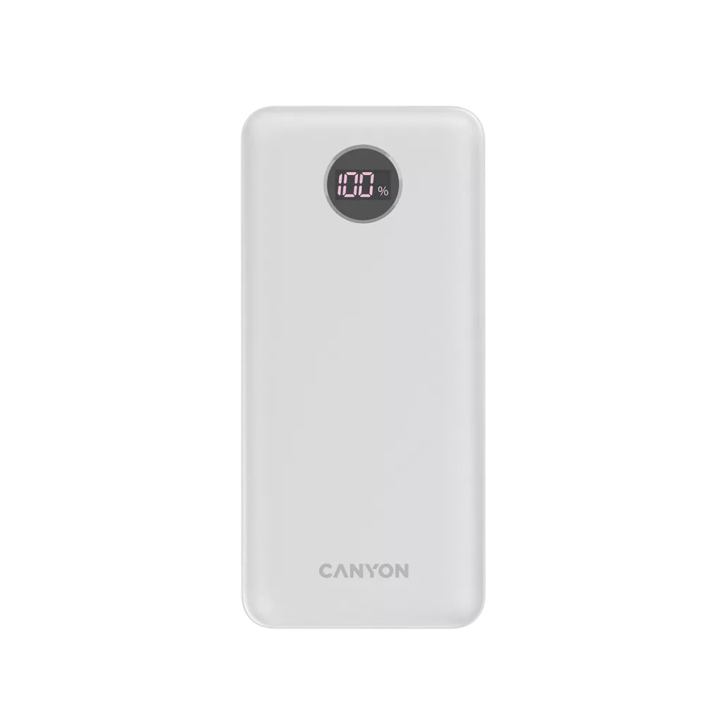 Canyon PB-2002 Powerbank 20000 mAh 22.5 W PD QC 3.0 LED-Display Weiß