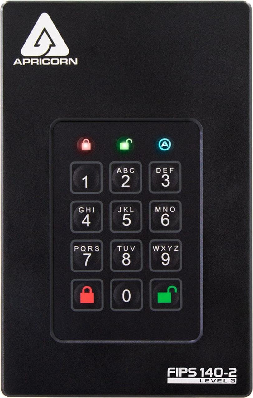 Apricorn Aegis Fortress L3 Externe Festplatte 4 TB USB 3.1 256-bit AES-XTS FIPS 140-2 Level 3 Schwarz