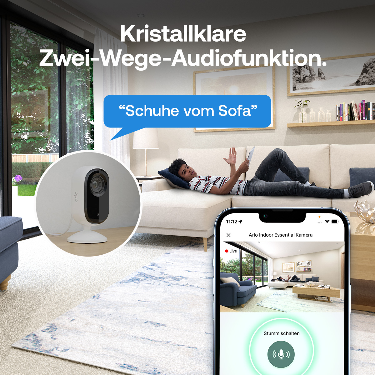 Arlo Essential 3 2K Indoor Überwachungskamera WLAN 2er-Set Weiß