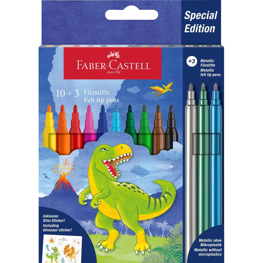 Faber-Castell Dino Filzstifte 13 St. Farbsortiert + Gratis Dinosticker