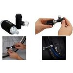 FISCHER Fahrrad-Luftpumpe und Kartusche CO2 universeller Pumpenkopf für Auto-Ventile (AV), Dunlop - 1 Stück (50392)