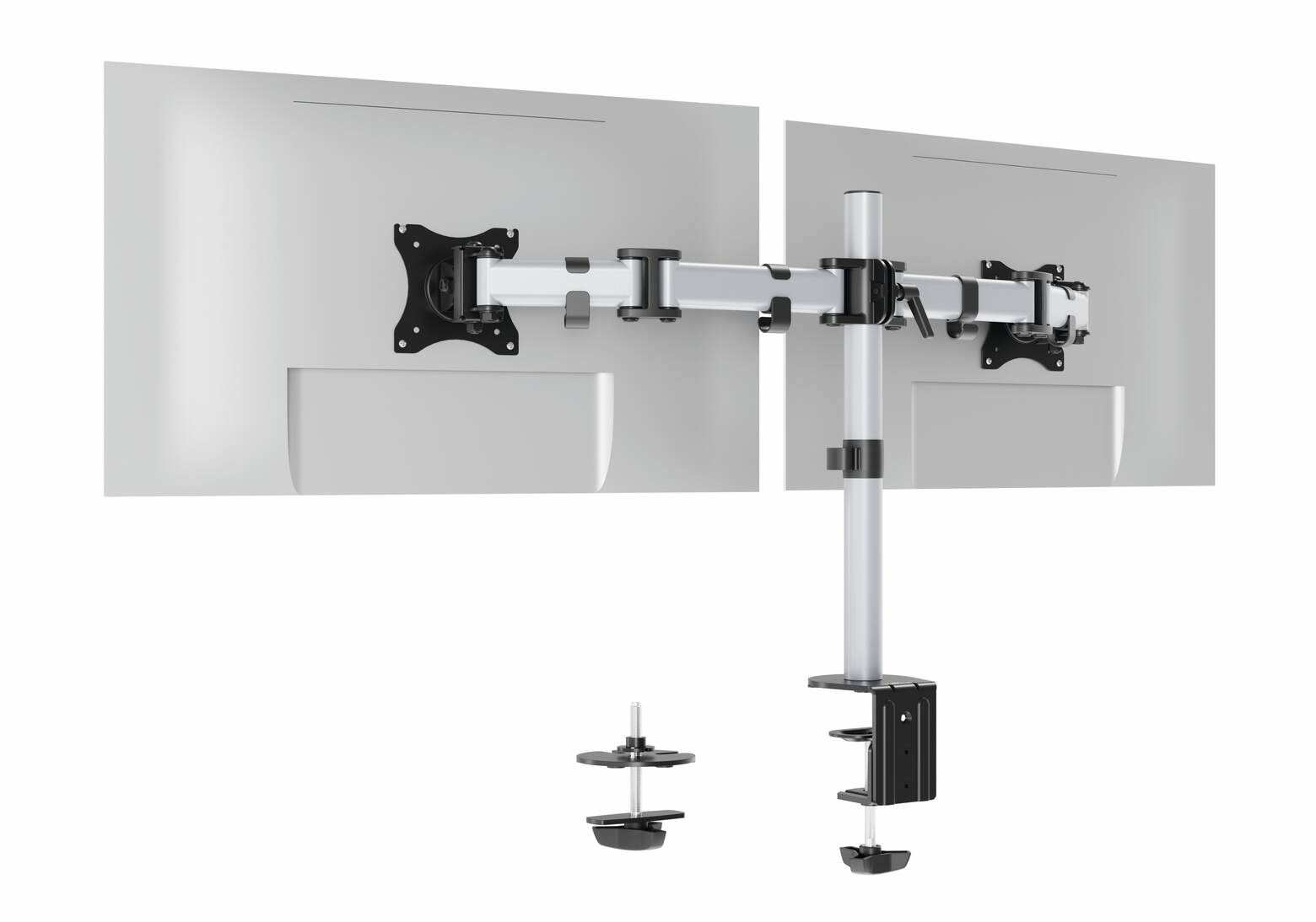 DURABLE SELECT Monitorhalterung für 2 Monitore Tischbefestigung 13"-27" Silber