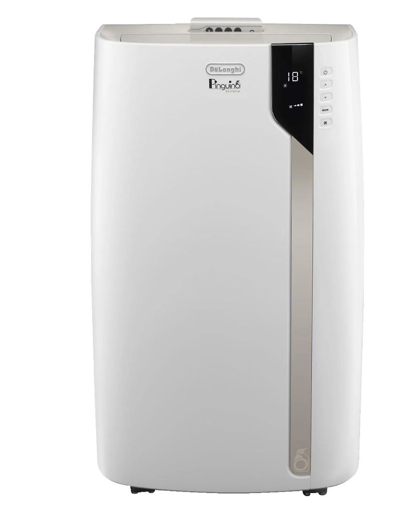 DELONGHI Pinguino PAC EX93 Arctic Whisper Technology, Wohlfühlklima, 3-in1: Kühlung, Entfeuchtung, Ventilation, leises mobiles Klimagerät Weiß (Max. Raumgröße: 85 m³ [Energieklasse A+] (PAC EX93)