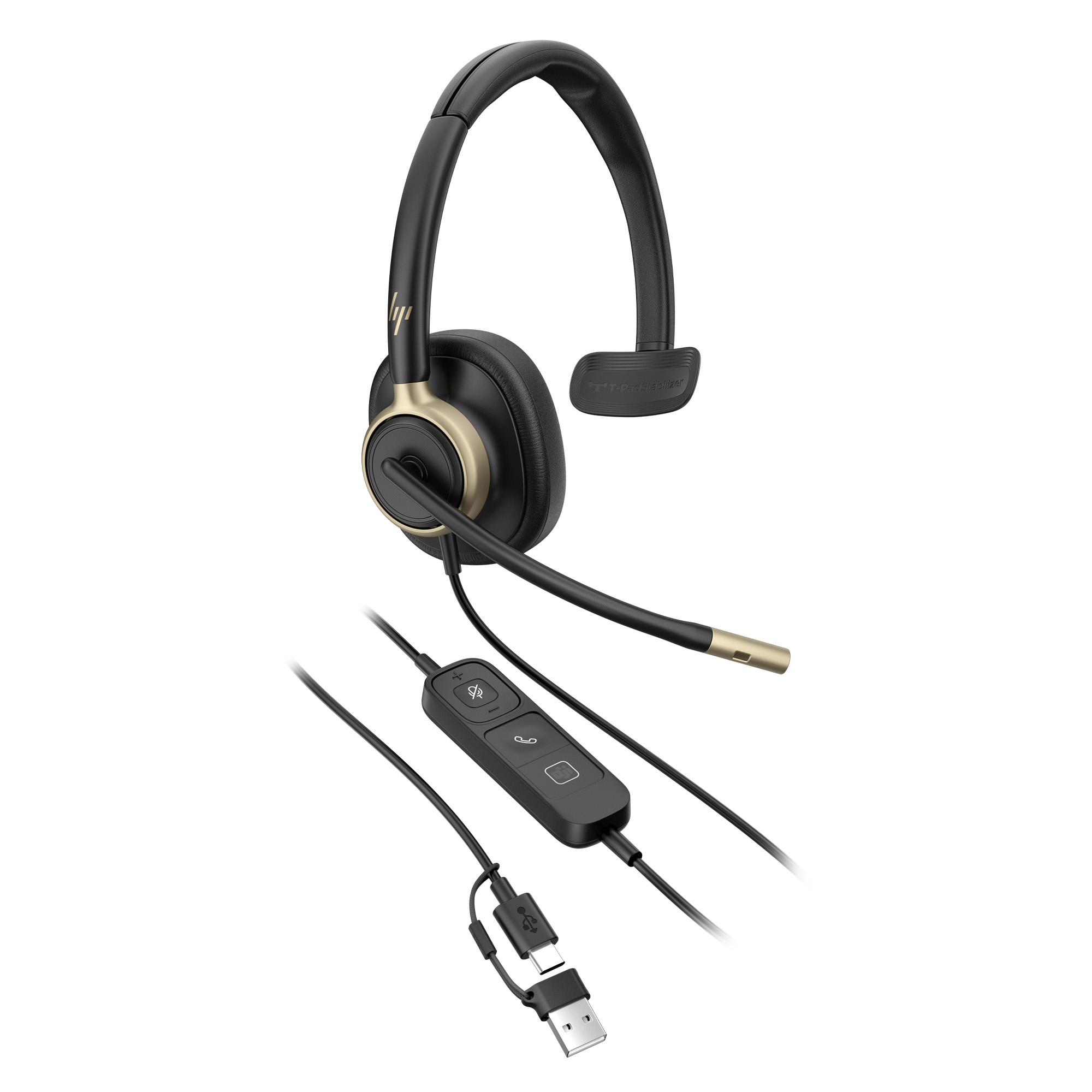 HP Poly Mission 815 On-Ear Mono Headset kabelgebunden USB-A USB-C ANC Schwarz