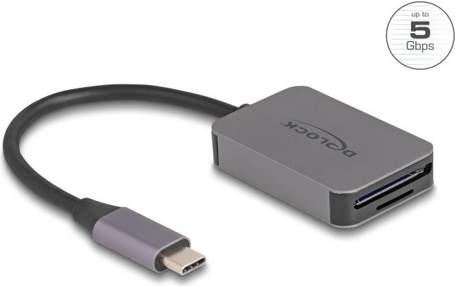 DeLOCK 91009 - MicroSD (TransFlash) - SD - Grau - 5000 Mbit/s - Aluminium - USB 3.2 Gen 1 (3.1 Gen 1) Type-C - Windows 10 - Windows 11 (91009)
